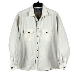 VTG Arrow Mens Shirt Jacket White beige gray plaid flannel lining Pockets SZ XXL
